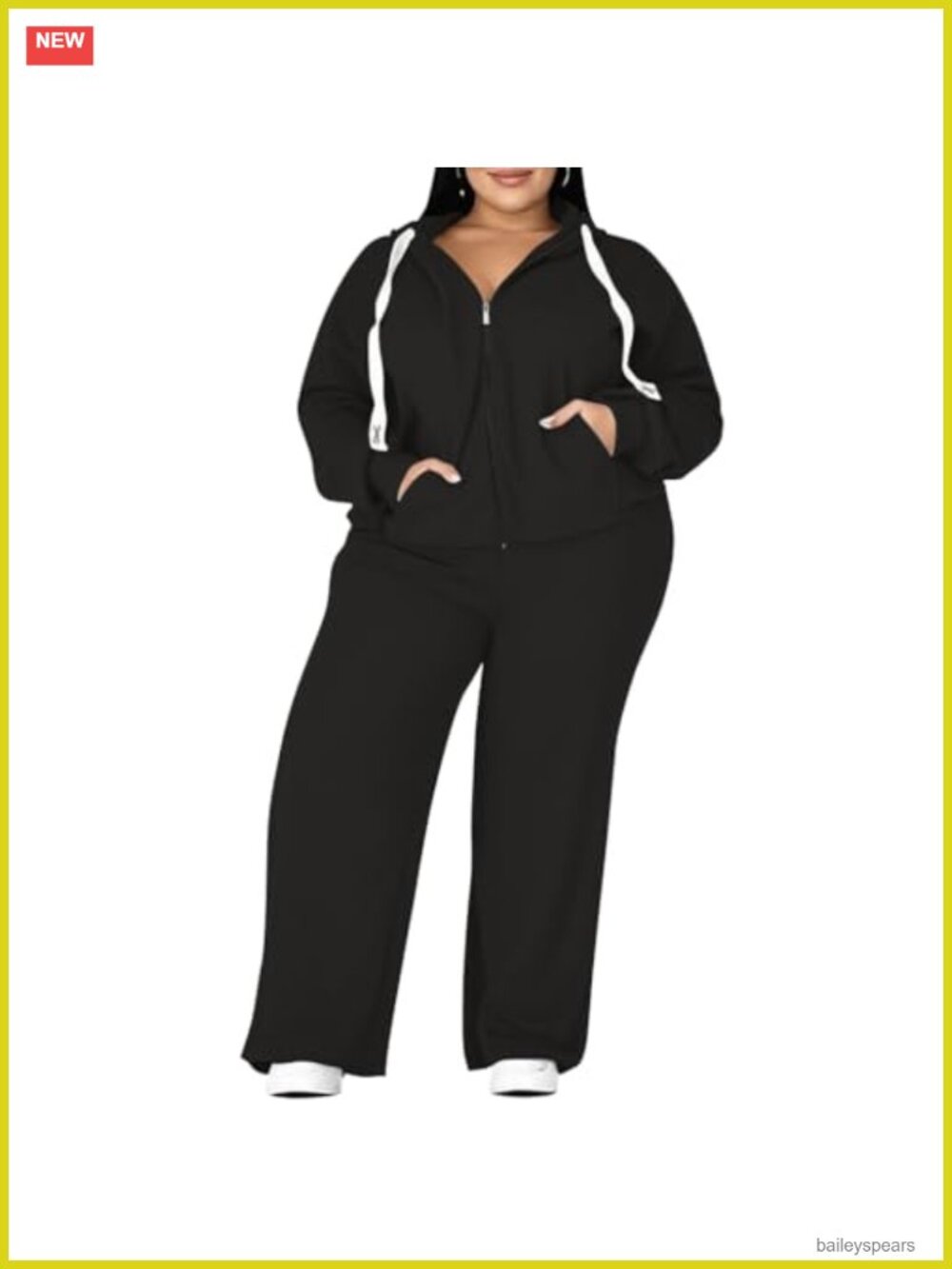 Plus Size 2 Piece Sweatsuit Set Zip Hoodie & Pants